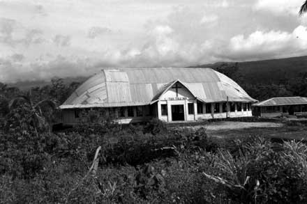Asau Congregational Church, Savaii  the last `hybrid' church architecture of the `old style' left in Samoa, also the last major building before you cross into wilderness territory.