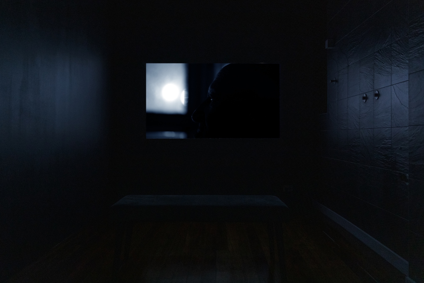 Image: James Tapsell-Kururangi, Homman (installation view), 2023. Single-channel, 4K video. 8:21 mins. Photo by Nancy Zhou.