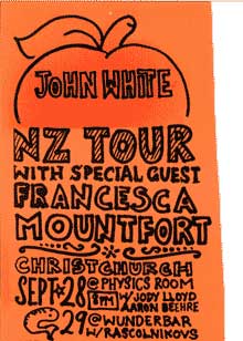 John White / Francesca Mountfort Double Album release party @ The Physics Room, Tuesday September 28, 8pm