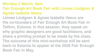 Fair Enough Art Book Fair with Linnea Lindgren & Agnes Isabelle Veevo