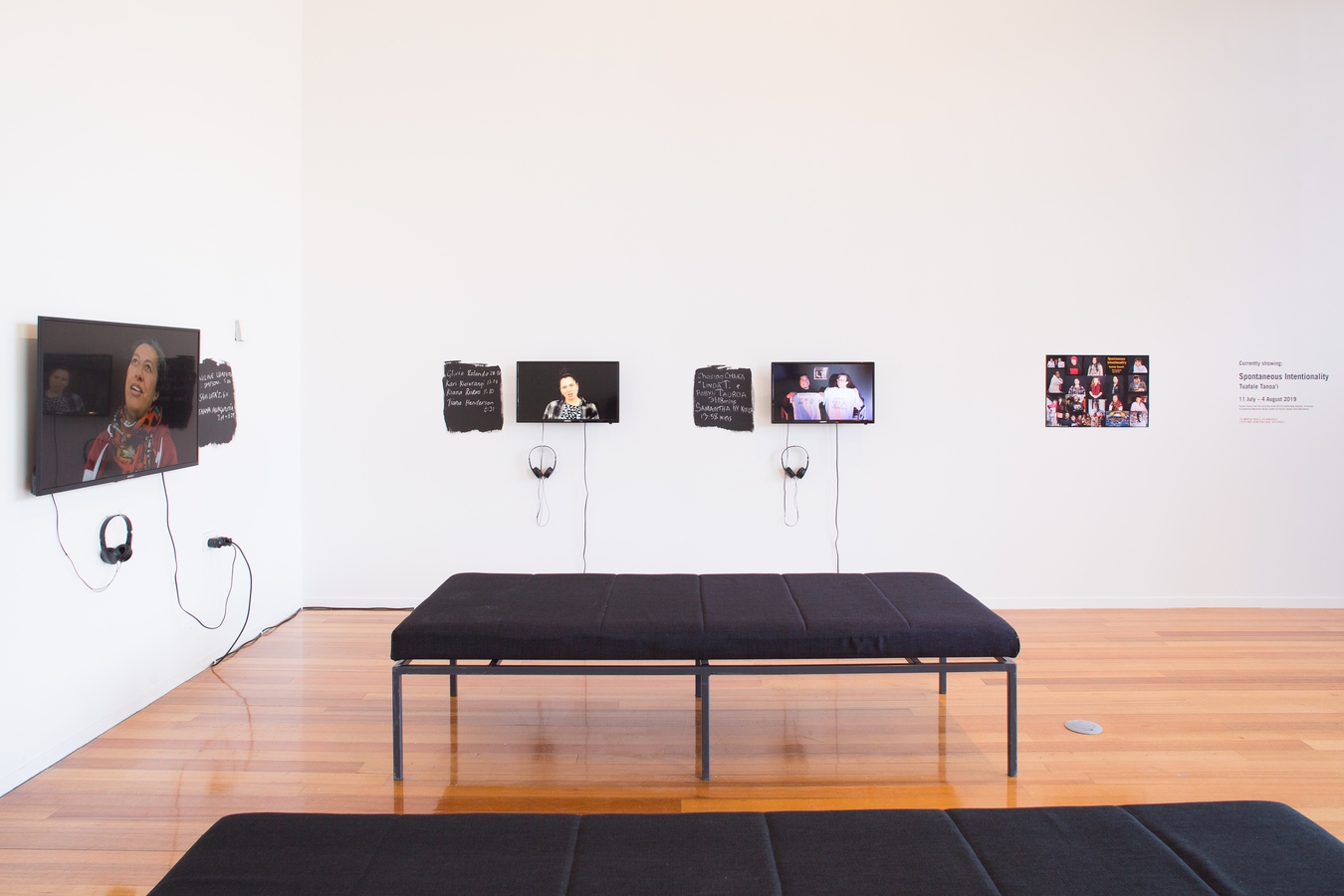 Image: Installation view of Spontaneous Intentionality, Tuafale Tanoa’i. Photo: Janneth Gil.