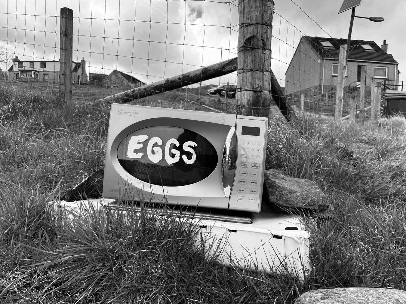 Image: Microwave/mailbox from the Isle of Lewis, Scotland, shared during research correspondence, 2021. Photo: Lucy Skaer.