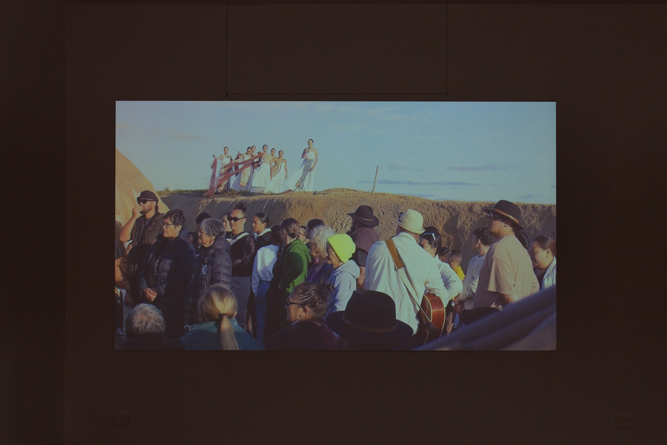 Ngamako Rota, Te Aao Marama (install view), 2023/2025. Digital video. Photo by Hōhua Kurene.
