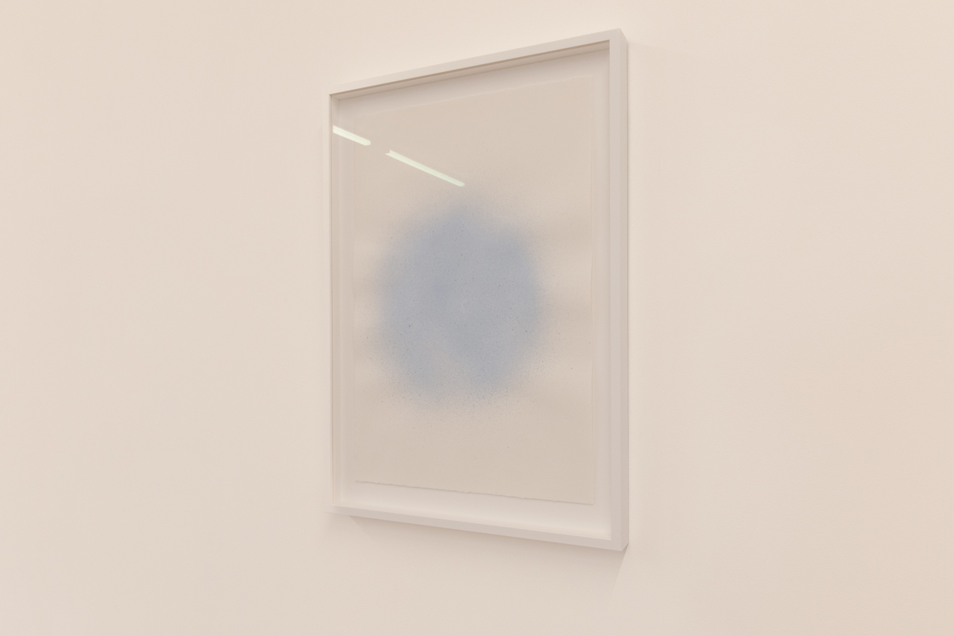 Image: D Harding, From the series Three Light Blue Breaths (installation view), 2022. Ultramarine blue, terra verde and pigment on 185gsm hot-pressed Arches Aquarelle paper. Private collection. Photo by Nancy Zhou.