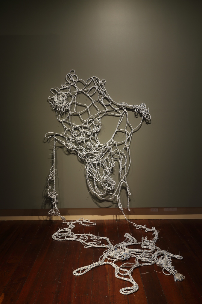 Gabby O’Connor, The Unseen, 2016–ongoing, rope and cable ties, dimensions variable.
