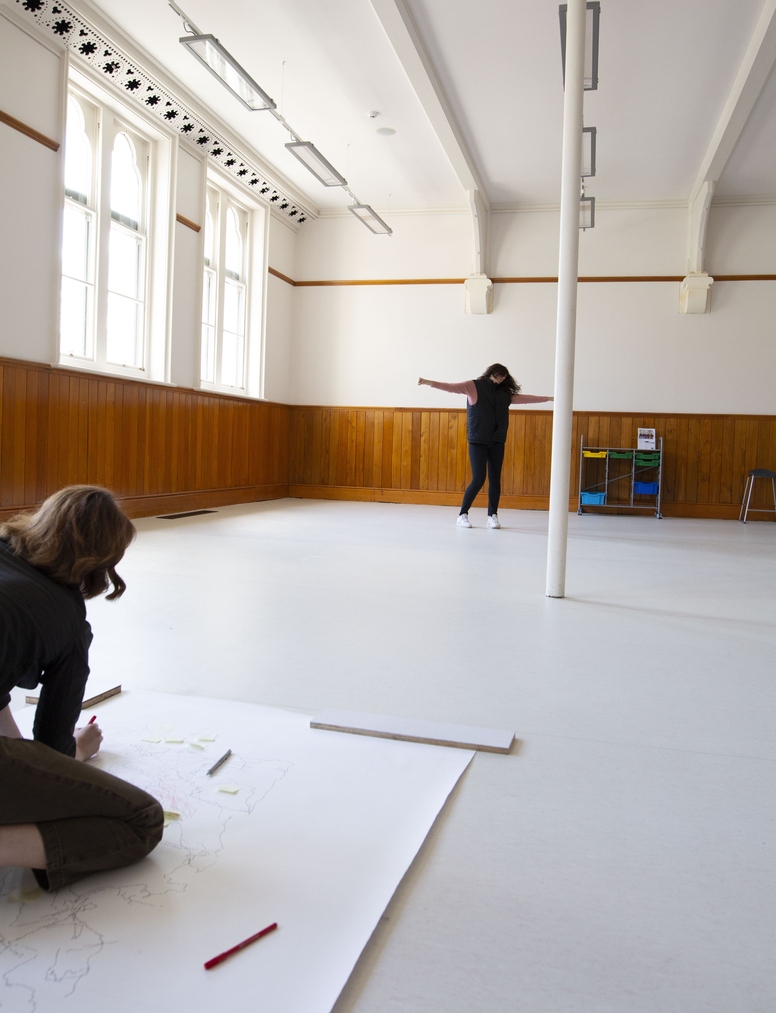 Brooke Stamp, Charlotte Filipov and Kayla Marshall, On Residency at The Arts Centre, Te Matatiki Toi Ora.