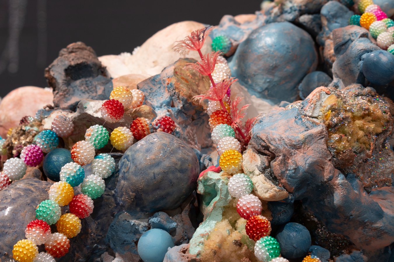 Image: Suji Park, Beatdol II (detail), 2022. Fired clay, ceramic, plastic, foam, epoxy clay, plaster, paper clay, glaze, resin, acrylic paint. Photo by Lindsey de Roos.