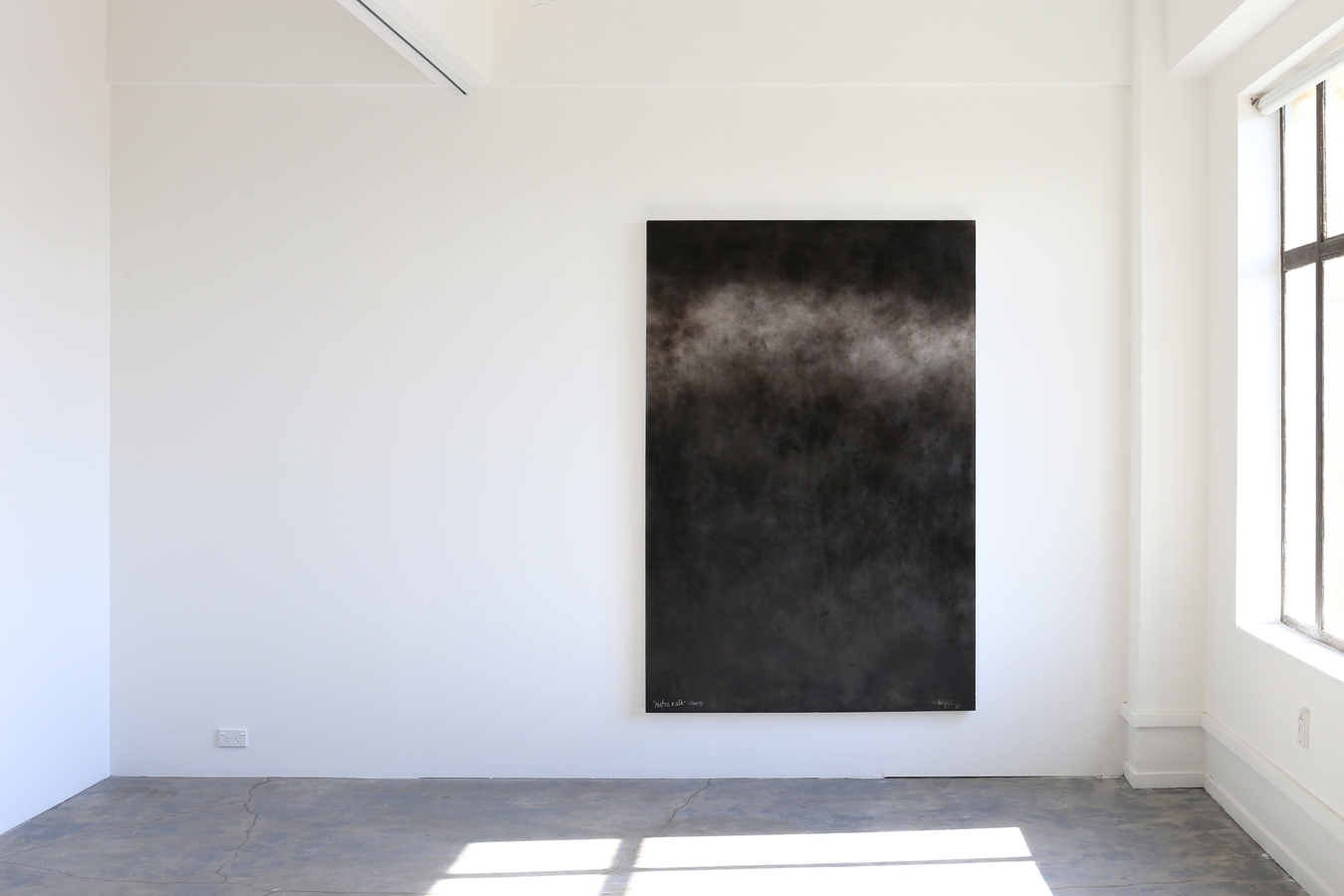 Mafoa e ata (Dawn), Kulimoe’anga ‘Stone’ Maka, 2017, smoke on canvas. Image: Daegan Wells.