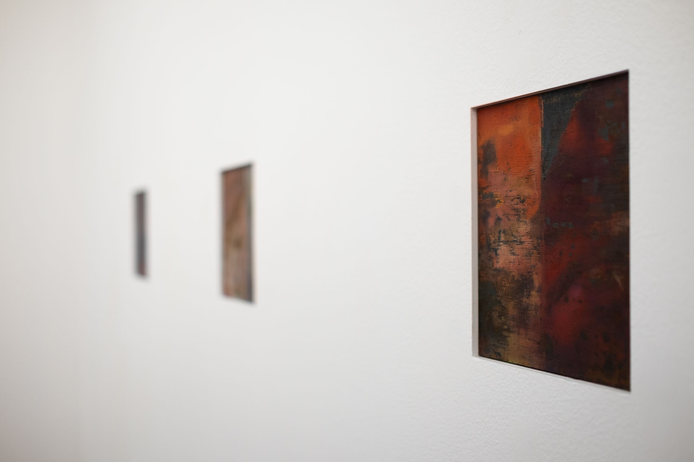 Tyne Gordon, Untitled (windows), 2026. Oil on mild steel, three panels. Photo by Bri Lawrence.