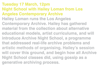 Night School with Hailey Loman from Los Angeles Contemporary Archive