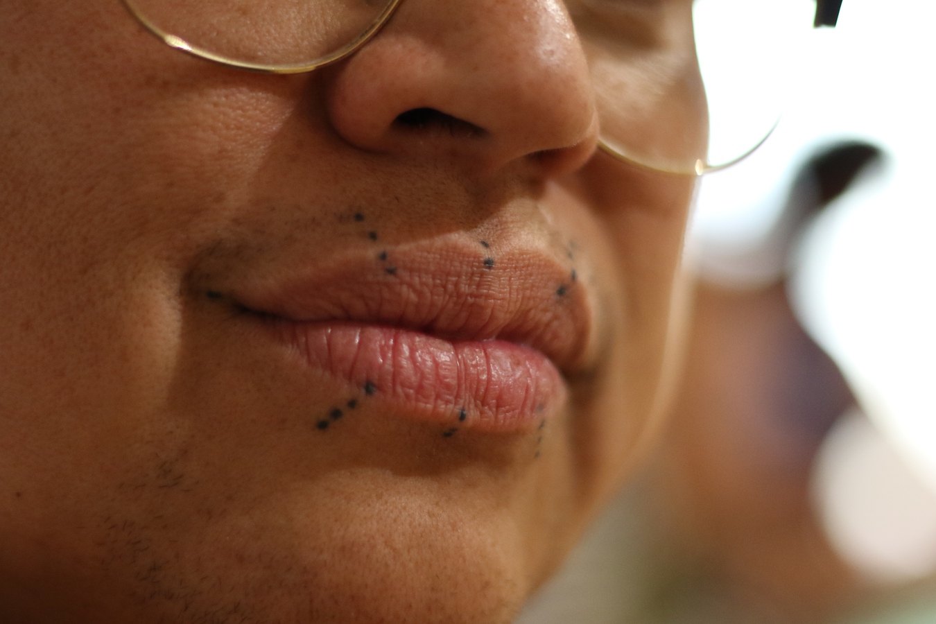 Image: Luisa Tora, marks by Julia Mage'au Gray of Melanesian Marks based on traditional Fijian weniqia. Photo: Molly Rangiwai-McHale.  