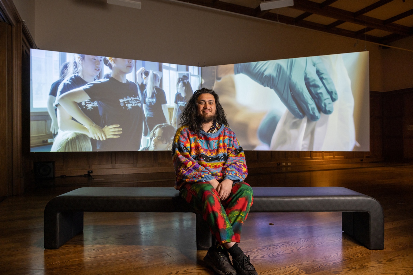 Image: Andy Butler, The Agony and the Ecstasy, 2022. Two channel video, sound, colour. 8 min. University of Melbourne Art Collection. Photo credit: Christian Capurro.