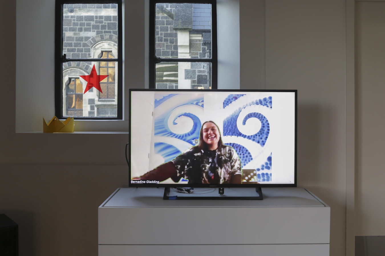 Live feed on 32 inch led tv, of Bea Gladding
