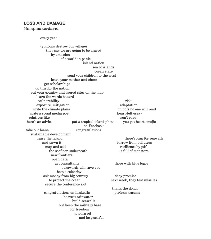 Map 3: Loss and Damage poem by David Garcia