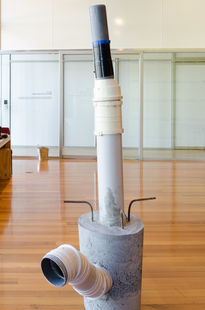 Rob Hood, Rocket Stove, 2018, concrete, PVC pipe, reinforcing steel. Image: Mitchell Bright.