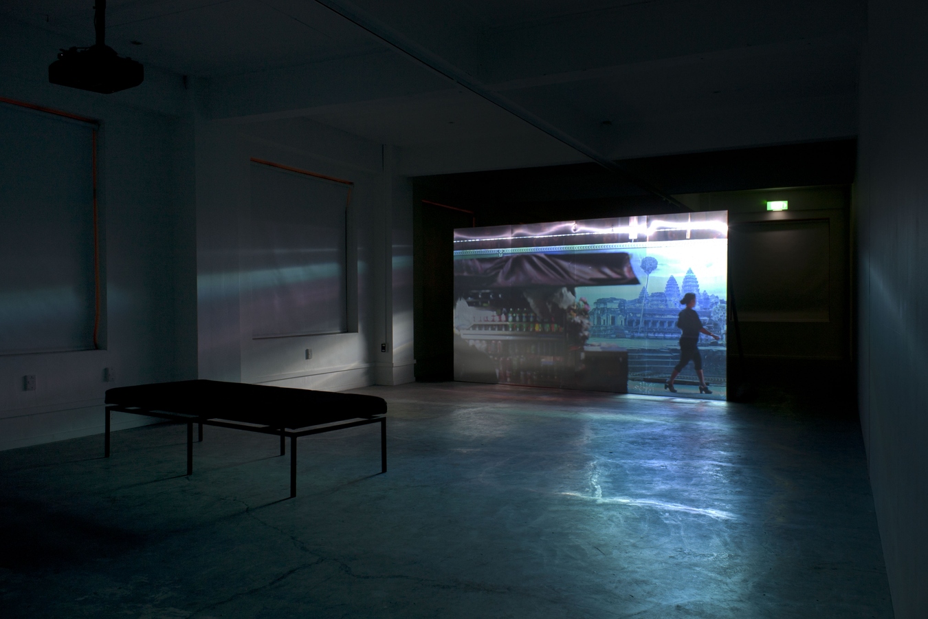 Lim Sokchanlina, Urban Street Night Club, 2013, installation with metal and wooden screen, single-channel video with sound, 16 minutes 16 seconds. Photo: Daegan Wells