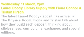 Laurel Doody Library Supply with Fiona Connor and Tristan Hirsch